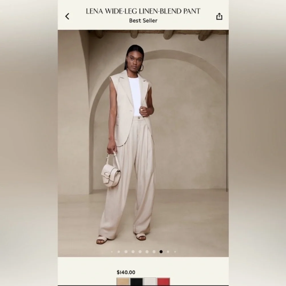 NWT! Banana Republic Lena Wide-Leg Linen-Blend Pant 629205 📀1️⃣2️⃣
